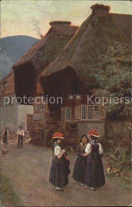 Trachten Schwarzwald Dorfstrasse Schwarzwald Künstlerkarte