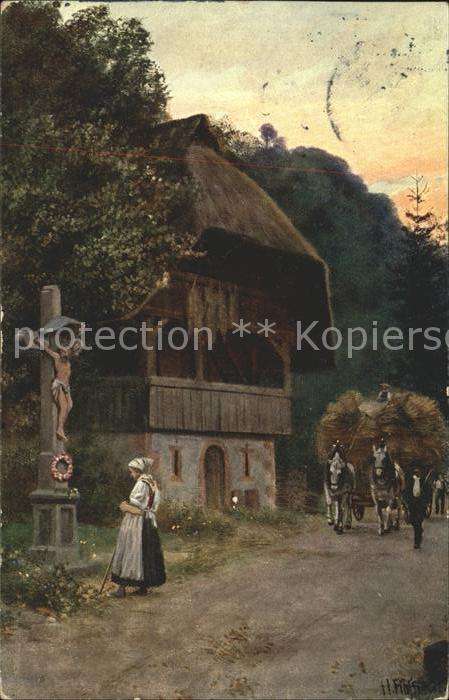Kuenstlerkarte Hoffmann Schwarzwald Heimkehr von der E