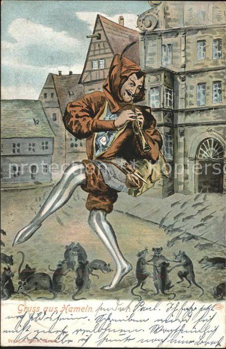 Maerchen Sagen Rattenfänger von Hameln Künstlerkarte