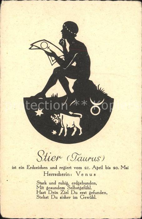 Sternzeichen Stier Schattenbildkarte