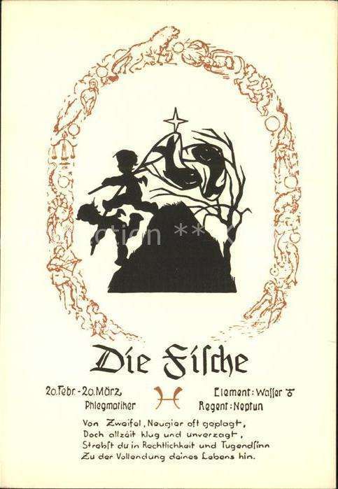 Sternzeichen Fischer Schattenbildkarte