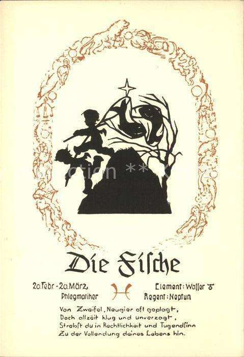 Sternzeichen Fische Schattenbildkarte