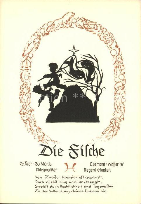 Sternzeichen Schattenbildkarte Fische