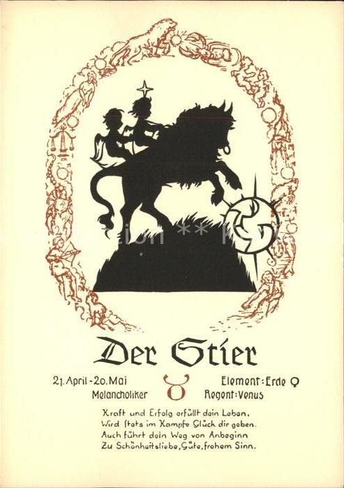 Sternzeichen Stier Schattenbildkarte