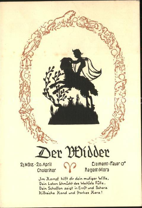Scherenschnitt Schattenbildkarte Sternzeichen Widder