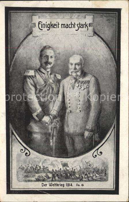 Kriege Weltkrieg 1914 Einigkeit macht Stark Ad