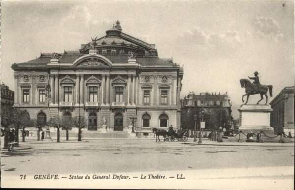 Geneve GE Statue General Dufour Theater Kutsche