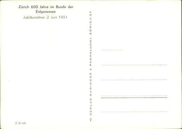 Zuerich Jubiläumsfeier 2. Juni 1951 – Bild 2