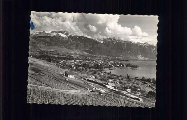 Vevey VD Gesamtansicht Alpes vaudoises