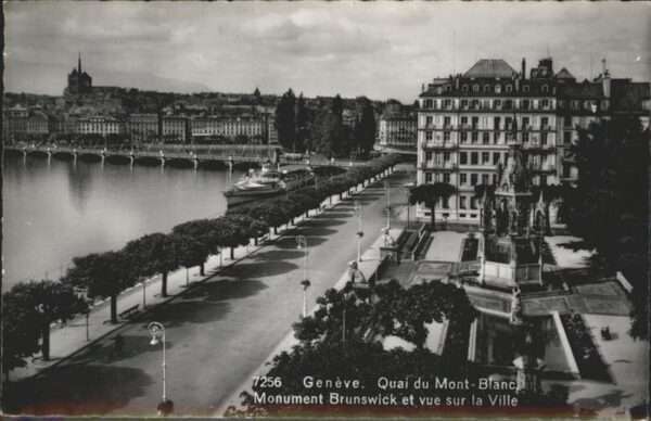 Geneve GE Quai Mont Blanc Monument Brunswick Schi