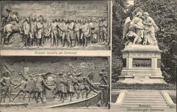 Basel BS Strassburger Denkmal Bronze Relief