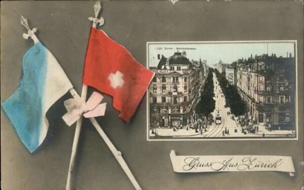 Zuerich Bahnhofstrasse Fahne