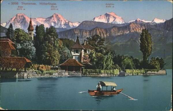 Hilterfingen Thunersee Schiff Jungfrau Eiger Mönch