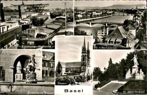 Basel BS drei Rheinbrücken St Jakob Denkmal Kuns