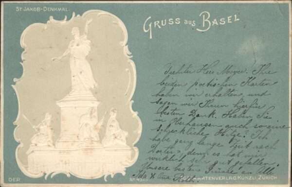 Basel BS St Jakob Denkmal Prägedruck