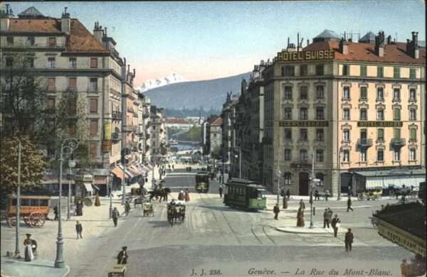 Geneve GE Genf Rue du Mont-Blanc, Strassenbahn