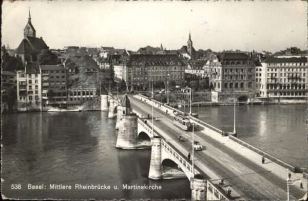 Basel BS Mittlere Rheinbrücke Martinskirche, Tra