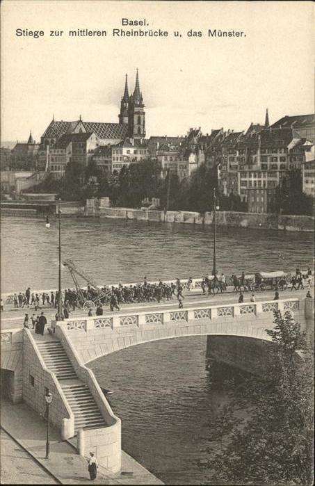 Basel BS Stiege zur mittleren Rheinbrücke Münste