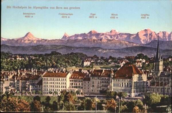 Bern BE Hochalpen Alpenglühn, Jungfrau, Mönch,