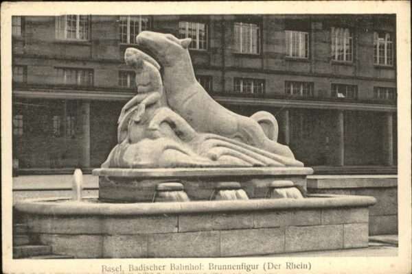 Basel BS Badischer Bahnhof Brunnenfigur, der Rhe