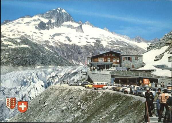 Rhonegletscher Glacier du Rhone Furka Belvedere Nägelisgrätli Wappen