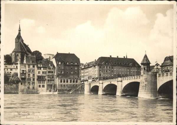 Basel BS Martinskirche mittlere Rheinbrücke