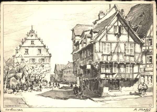 Colmar Haut Rhin Elsass Fachwerkhaus Zeichnung