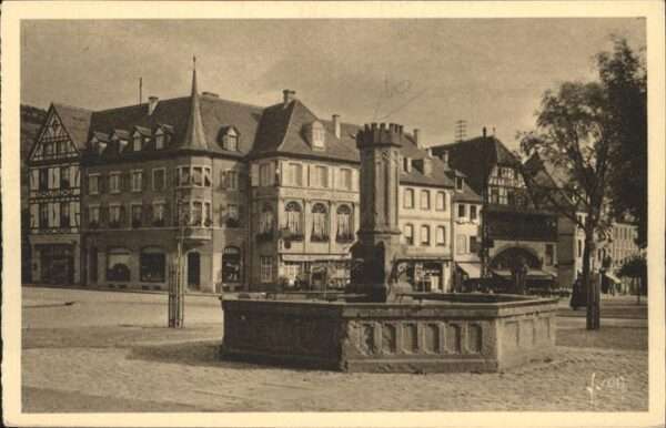 Muenster Haut Rhin Elsass Place Marche Brunnen