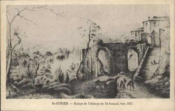 Saint-Junien Ruines Abbaye St. Amand 1825