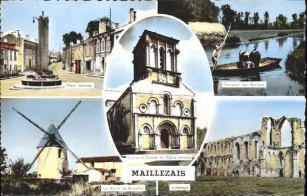 Maillezais Place Centrale Abbaye Moulin