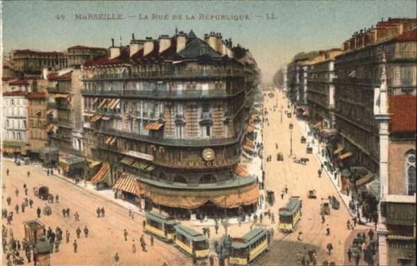 Marseille Bouches-du-Rhone Rue de la Republique Straßenbahn