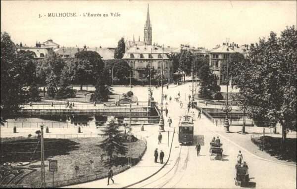 Mulhouse Muehlhausen Entree Ville Strassenbahn Kutsche