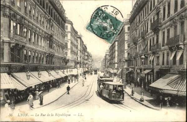 Lyon France Rue Republique Strassenbahn