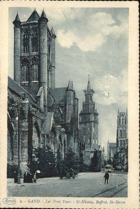 Gand Belgien St Nicolas St Bavon Beffroi Kutsche