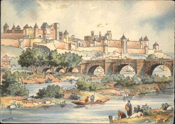 Carcassonne Künstler Bardau Brücke Boot