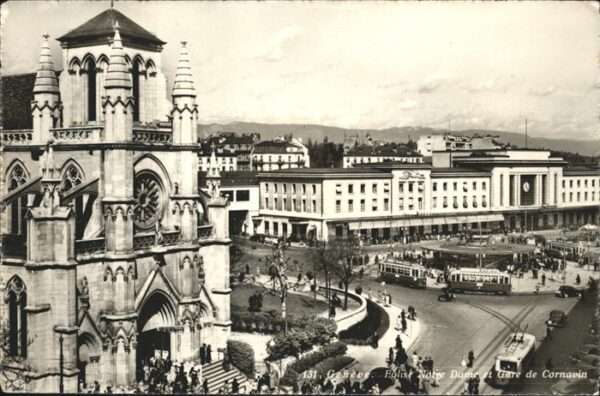 Geneve GE Eglise Notre Dame Strassenbahn