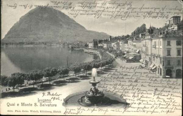 Lugano TI Quai Monte San Salvatore Springbrunnen