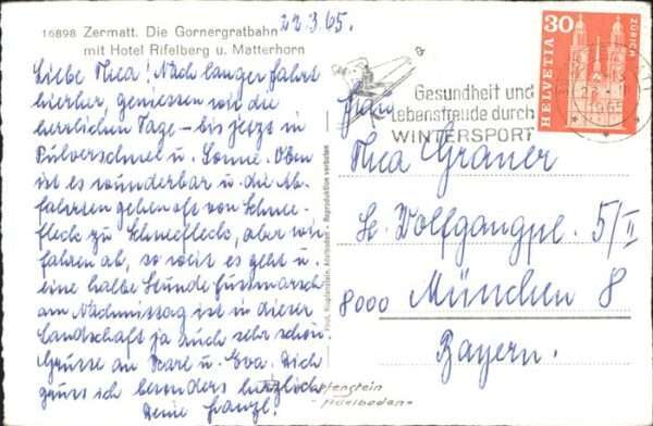 Zermatt VS Gornergratbahn Hotel Rifelberg Matterho – Bild 2