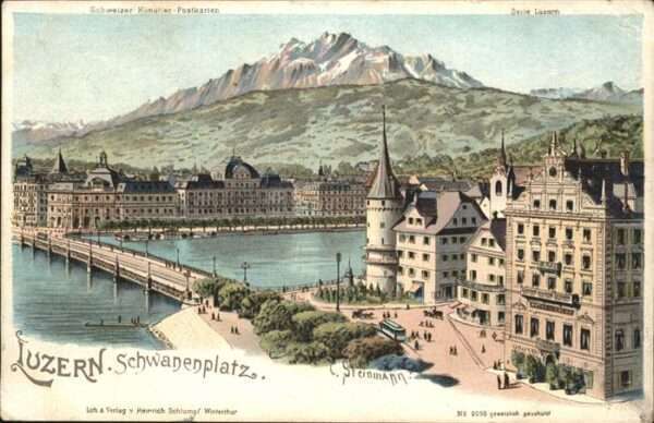 Luzern LU Schwanenplatz Brücke Strassenbahn