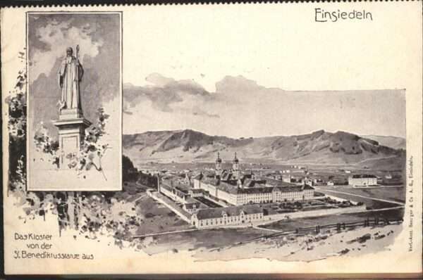 Einsiedeln SZ Kloster St Benediktusstatue