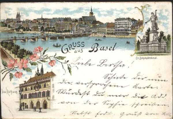 Basel BS St Jakobs Denkmal Rathaus Brücke Schiff