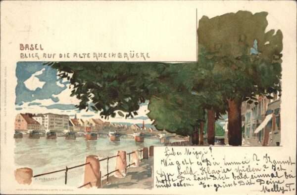 Basel BS Rheinbrücke Künstler F Voellmy