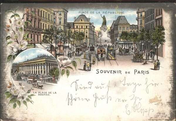 Paris Place Bourse Kutsche Strassenbahn