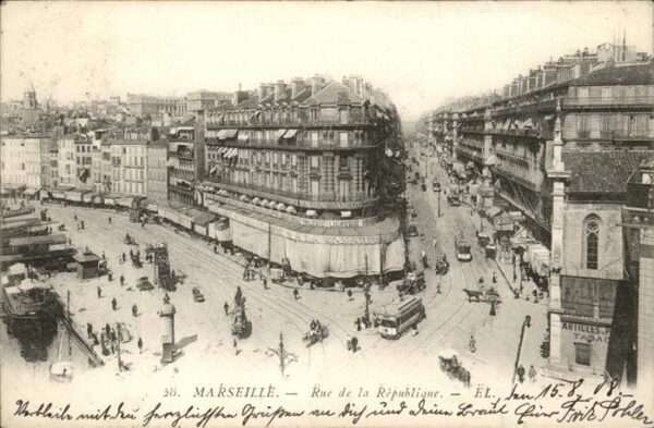 Marseille Bouches-du-Rhone Rue Republique Straße Straßenbahn