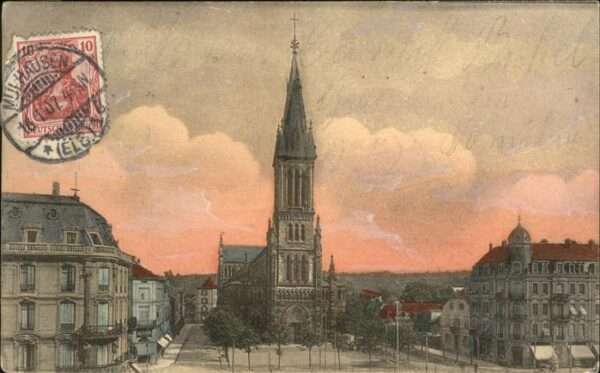 Muelhausen Elsass Friedensplatz Kath. Stephanskirche