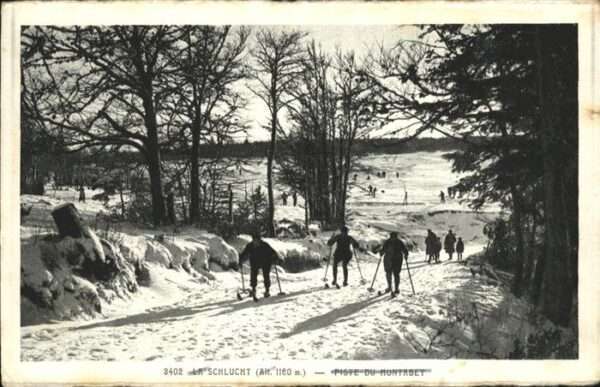 Schlucht Piste du Montrabey Skifahrer