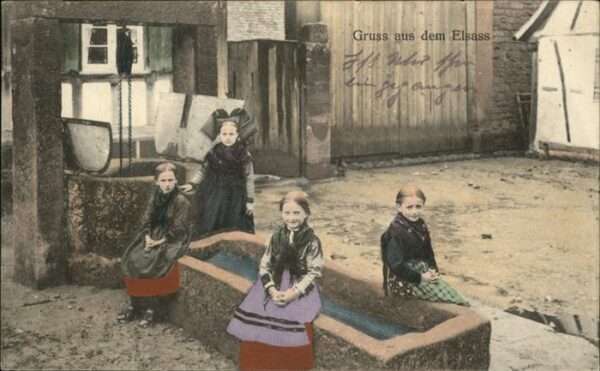 Elsass Kinder Brunnen