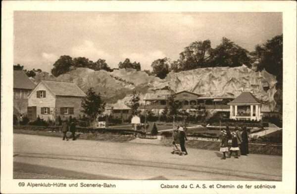 Landesausstellung Bern 1914 Alpenklub Hütte Scenerie Bahn