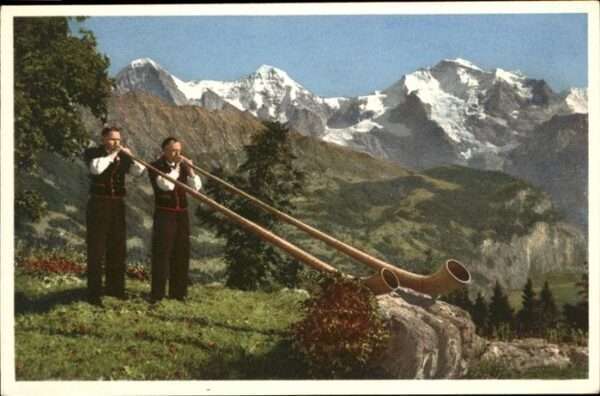 Alphorn Bläser Eiger Mönch Jungfrau