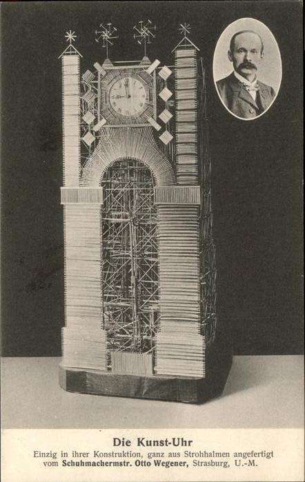 Kunst Uhr aus Strohhalmen Künstler Otto Wegen